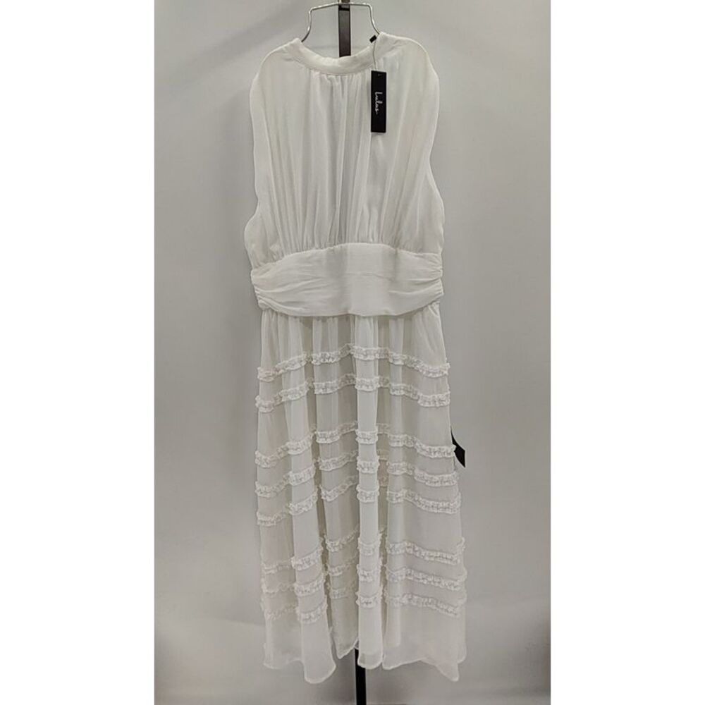 Lulus Women Happily Sweet White Mock Neck Backless Midi Dress XXL